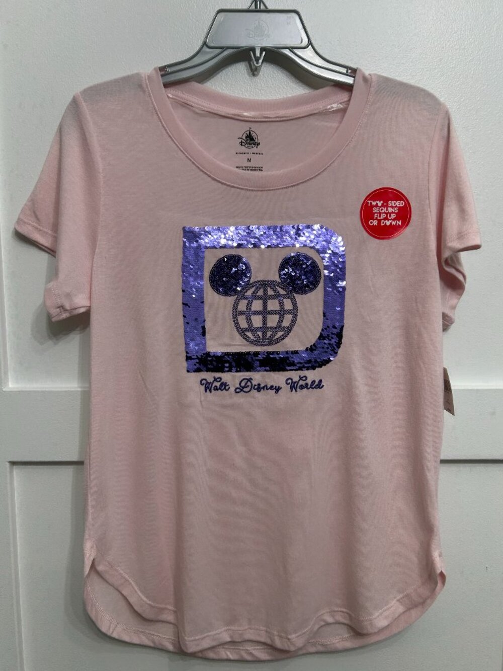 Disney Parks Walt Disney World Reversible Sequin T-Shirt Medium NWT